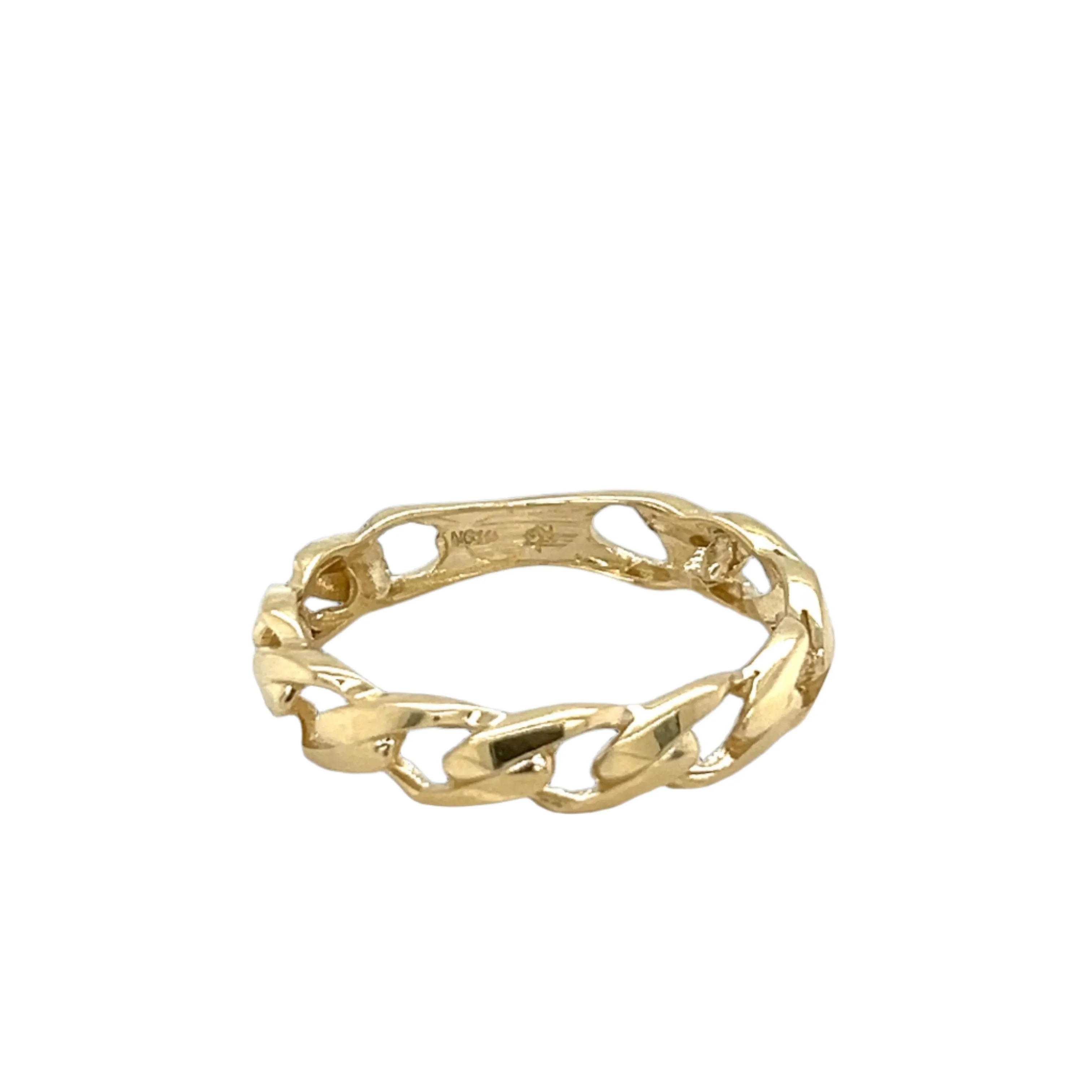14K Gold Plain 4MM Miami Cuban Ring