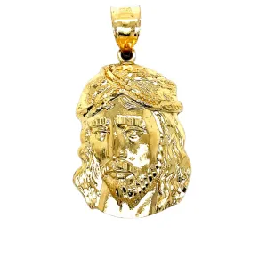 14K Gold Plain Jesus Face Pendant