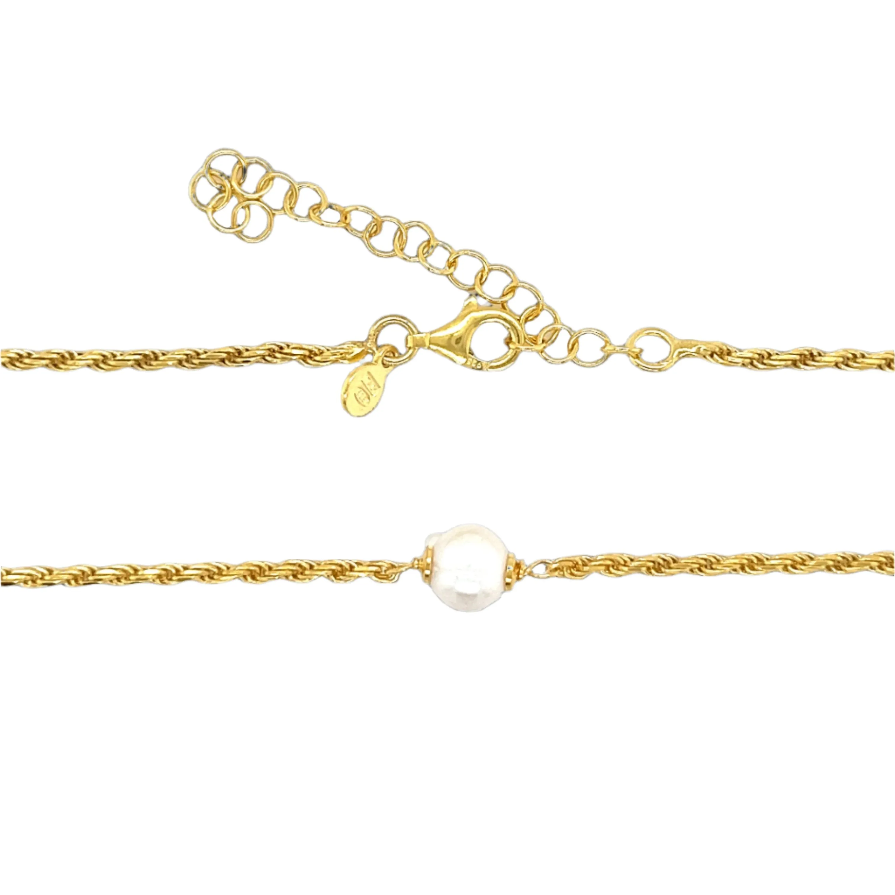 14K Gold Plated Pearl Rope Necklace