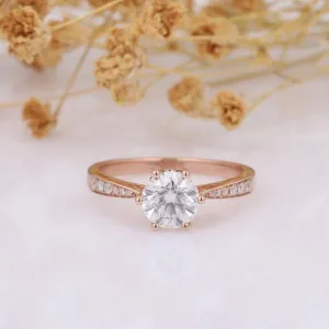 14k Rose Gold 1.0 Ct Diamond 6 Prong Solitaire Engagement Ring