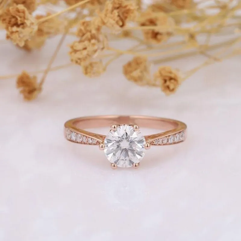 14k Rose Gold 1.0 Ct Diamond 6 Prong Solitaire Engagement Ring