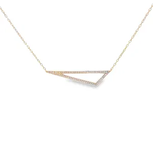 14k Rose Gold .18ct G SI1 Round Diamond Triangle Necklace