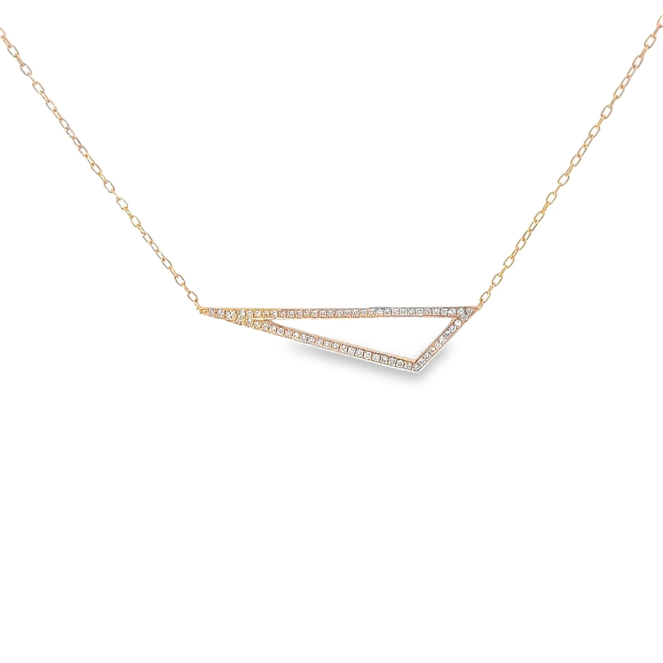 14k Rose Gold .18ct G SI1 Round Diamond Triangle Necklace