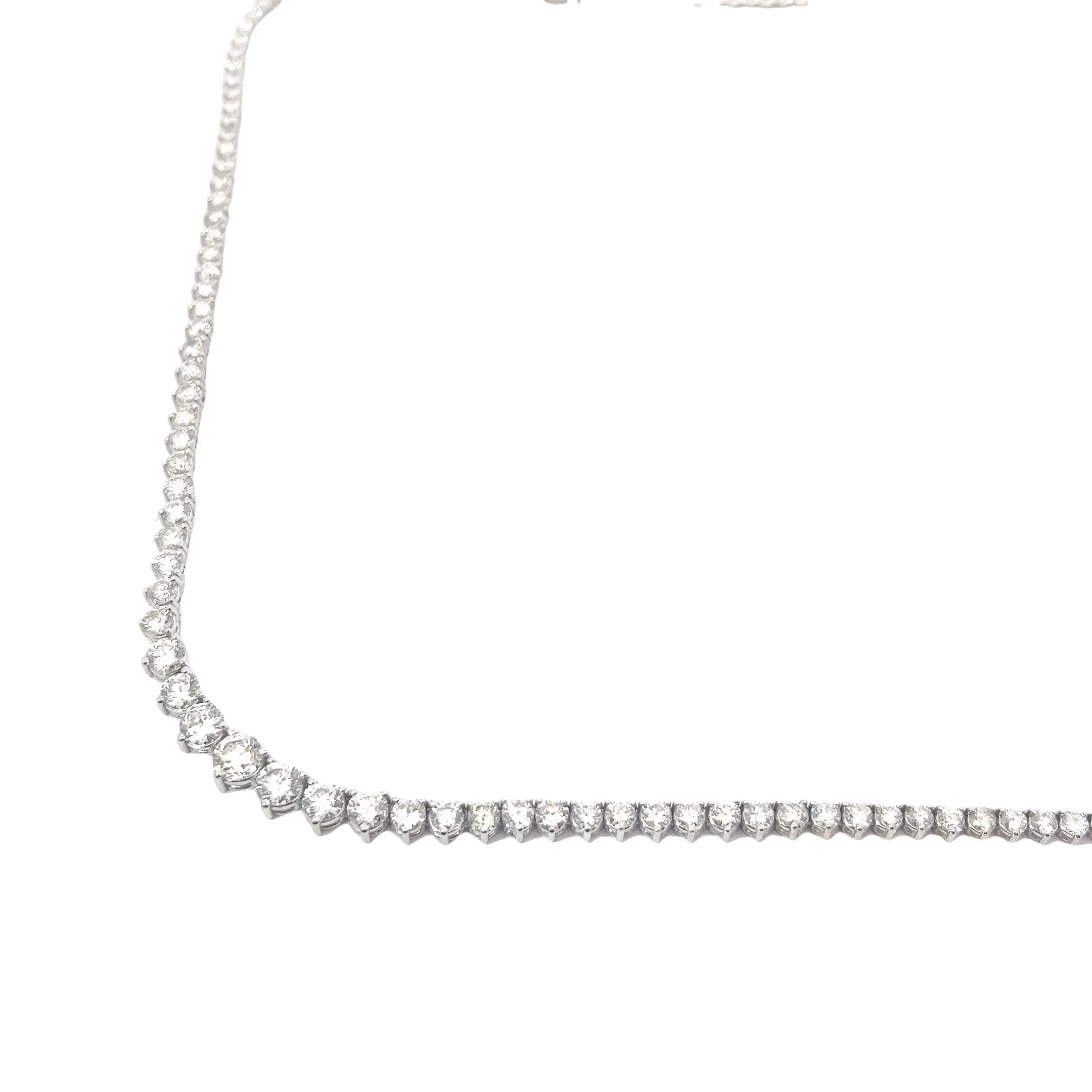 14k White  and Yellow Gold 10.56ct G VS2 Round Diamond Graduated Rivera Necklace