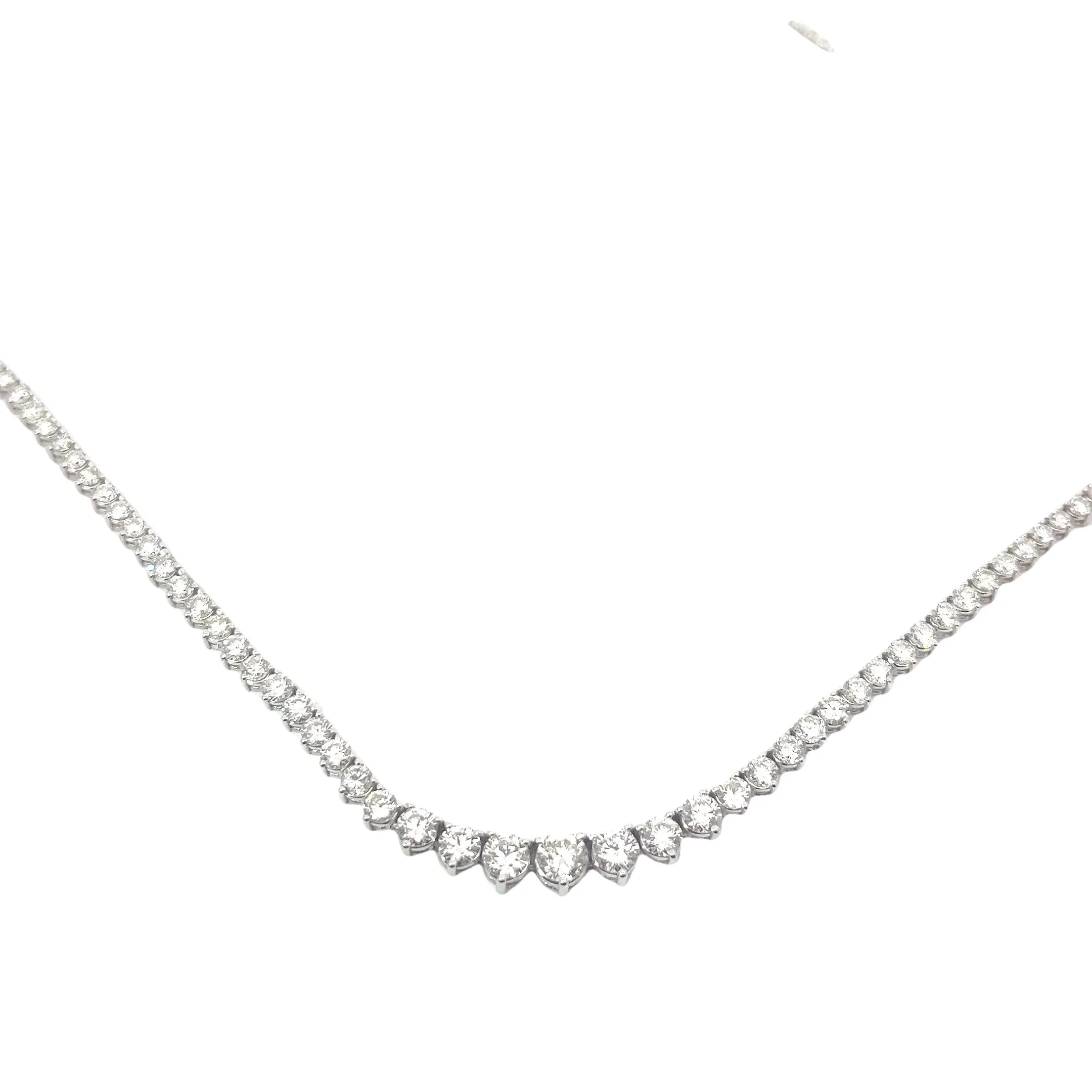 14k White  and Yellow Gold 10.56ct G VS2 Round Diamond Graduated Rivera Necklace