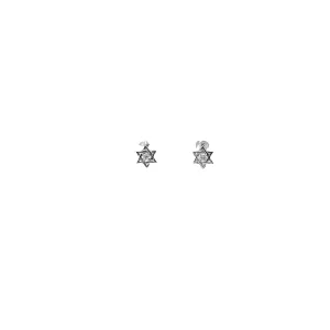 14k White Gold .07ct G SI1 Round Diamond Star of David earrings