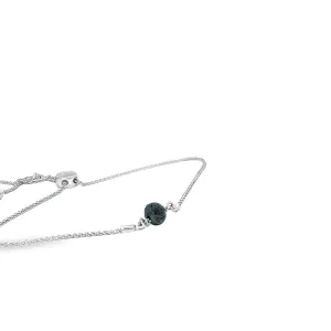 14K WHITE GOLD 1.85CT BLACK DIAMOND BEAD BOLO BRACELET