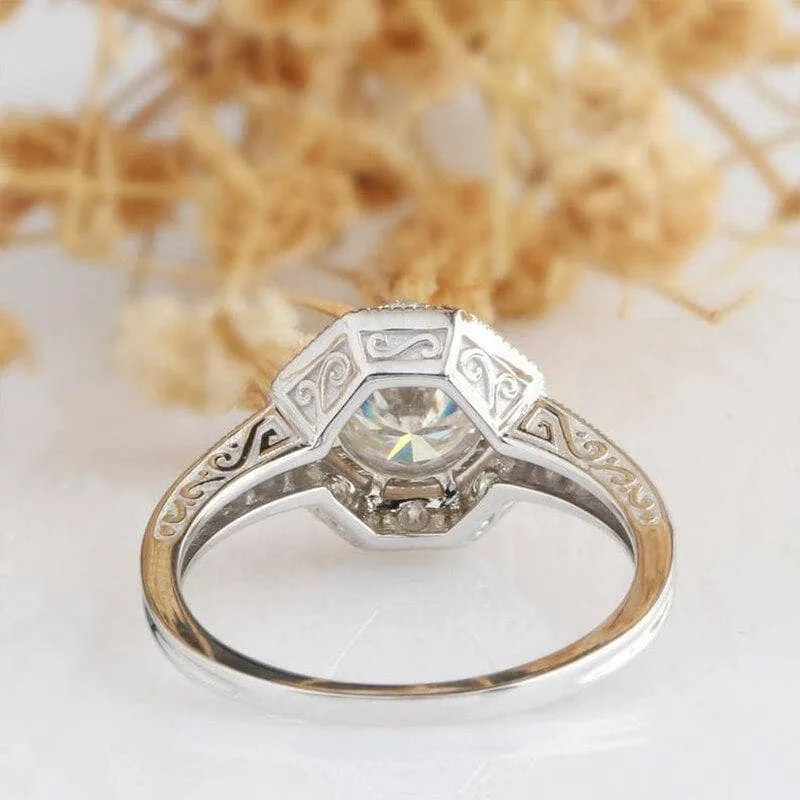 14K White Gold 1ct 6.5mm Diamond Engagement Ring