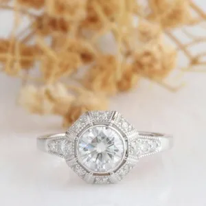 14K White Gold 1ct 6.5mm Diamond Engagement Ring