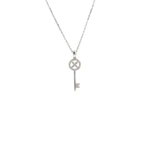 14k White Gold .20ct  G VS2 Round Diamond Key Pendant