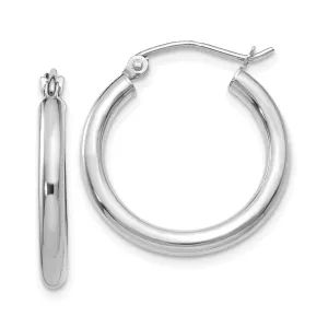 14k White Gold 2.5M Lightweight Round Hoop Earring