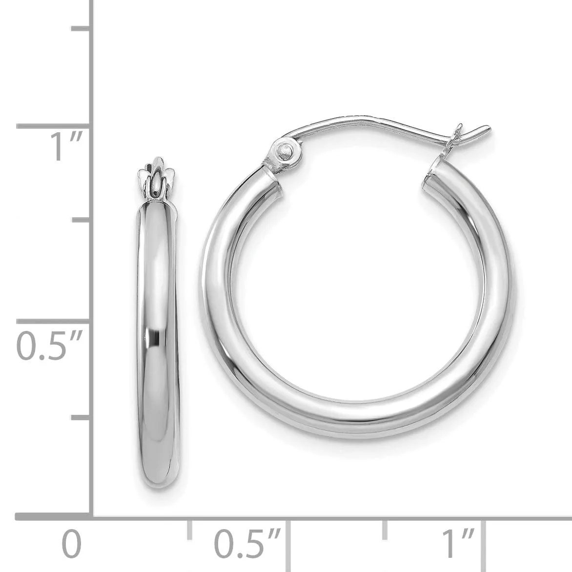 14k White Gold 2.5M Lightweight Round Hoop Earring