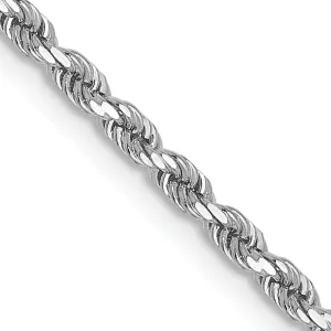 14K White Gold 2mm Diamond Cut Rope Chain