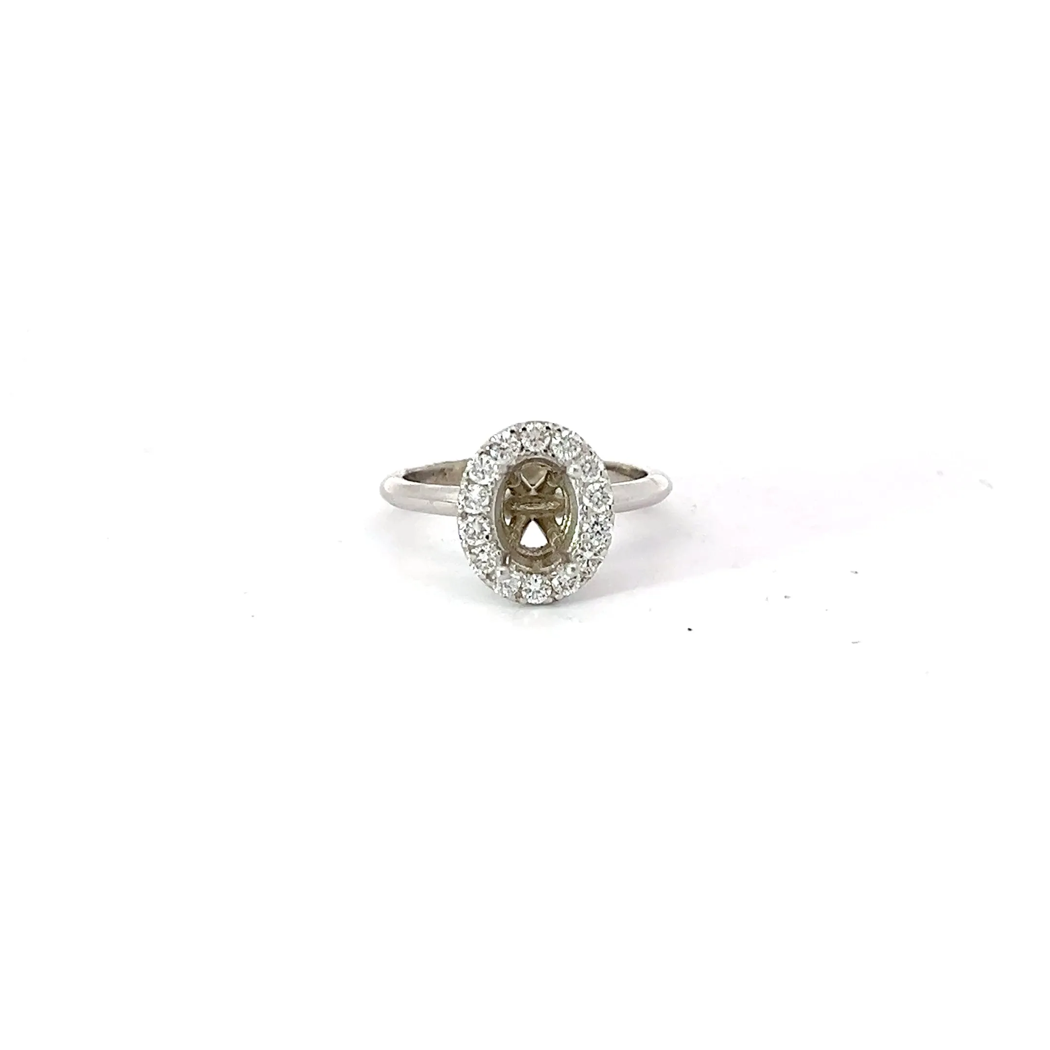 14k white gold .48ct G VS2 Round Diamond Semi-Mounting for a Oval Shaped Diamond