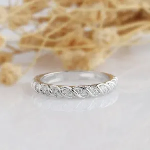 14k White Gold Diamond Stack Half Eternity Wedding Band