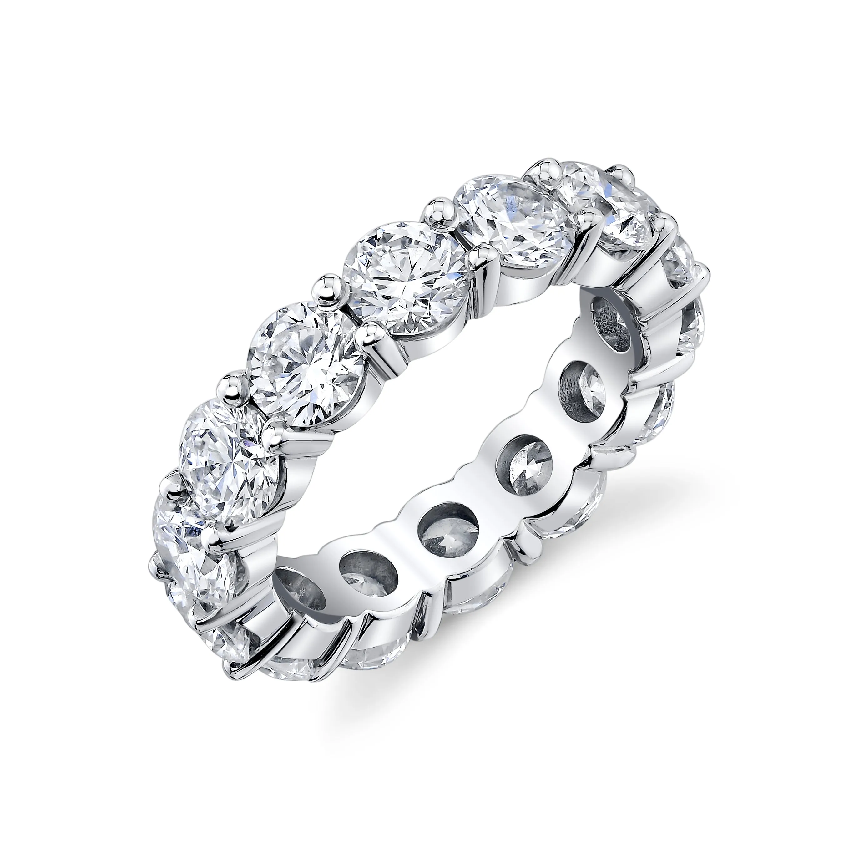 14K White Gold Round Brilliant Diamond Eternity Ring (5.01ctw)