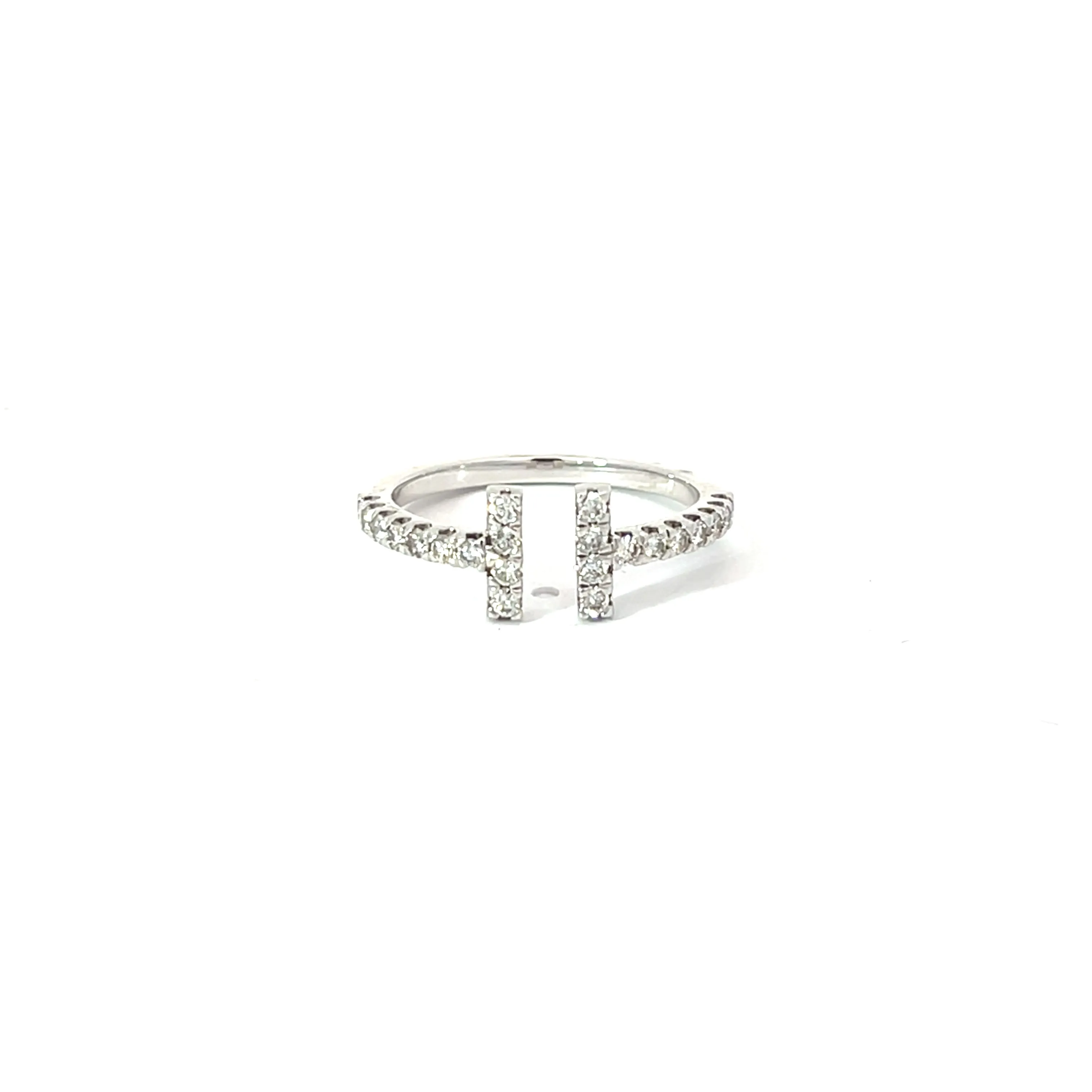 14k White, Yellow or Rose Gold .38CT G VS2 Round Diamond T Open Fashion Ring