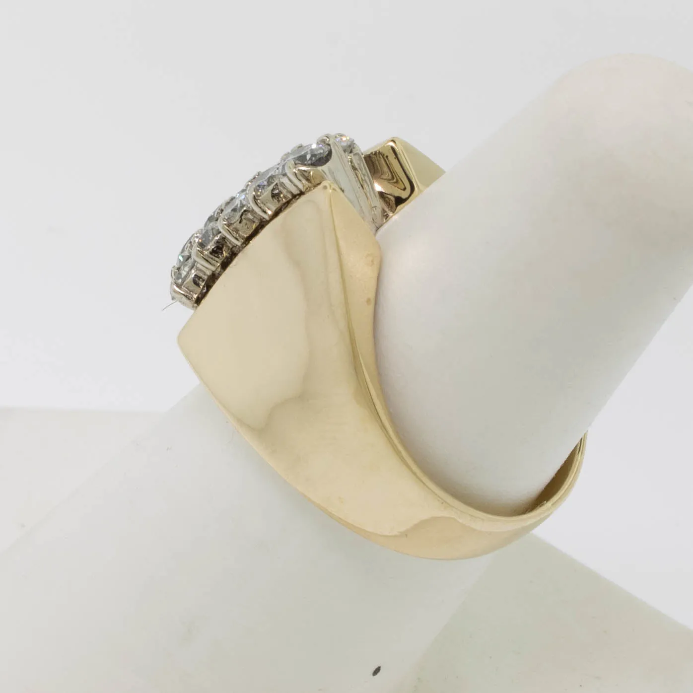 14K Yellow Gold 2 Row Cluster Diamond Ring ~1CTTW Size 7 Preowned Jewelry