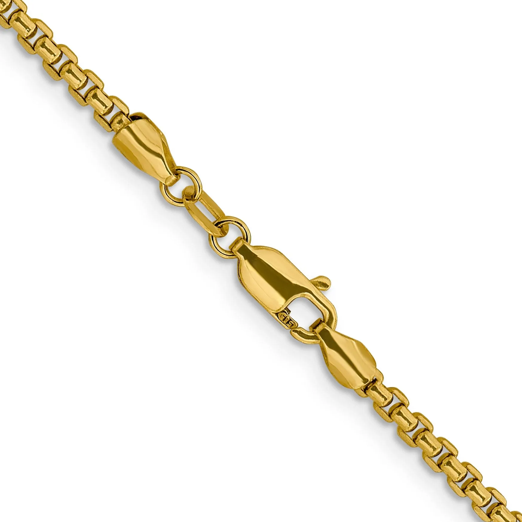 14k Yellow Gold 2.4 mm D.C Round Box Chai