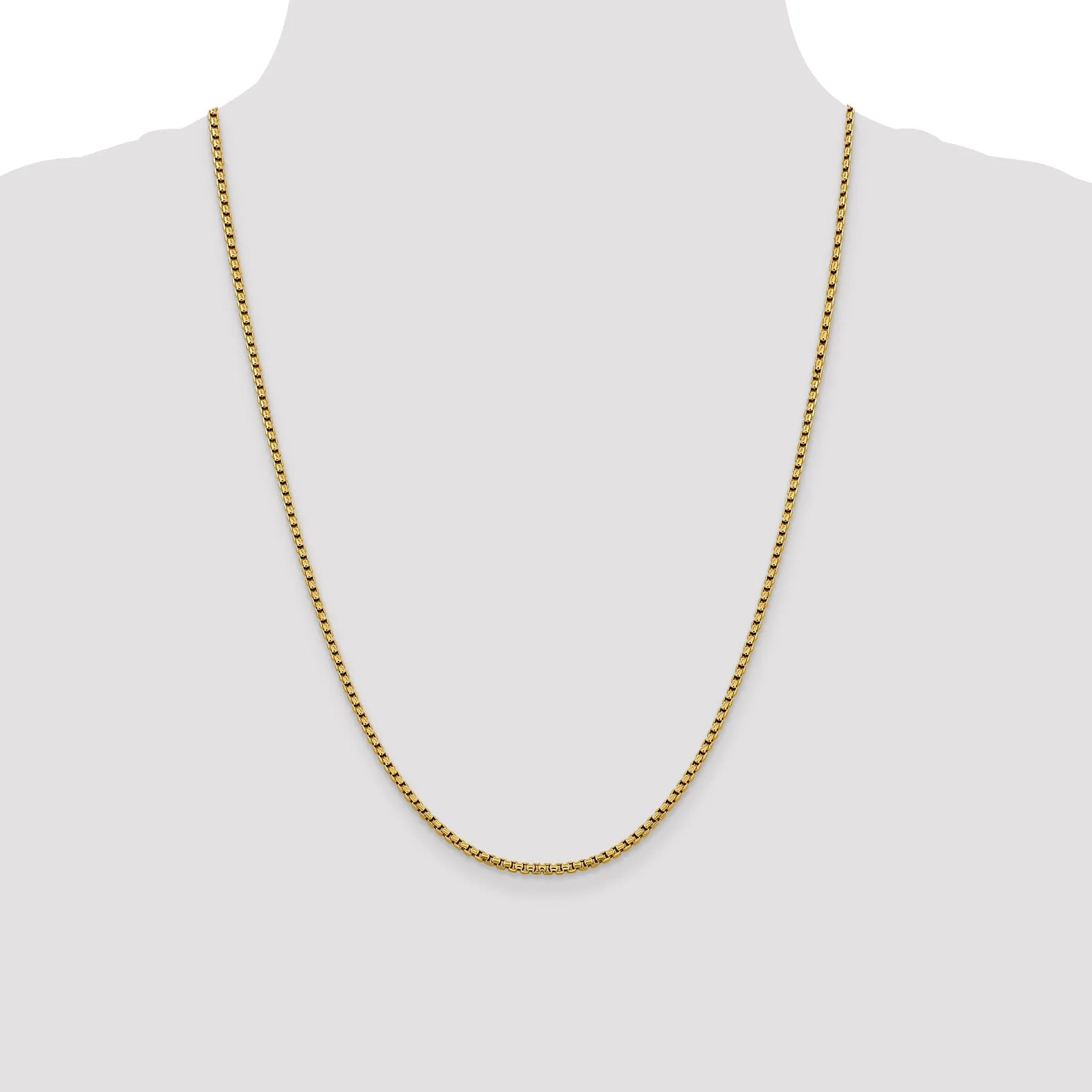14k Yellow Gold 2.4 mm D.C Round Box Chai