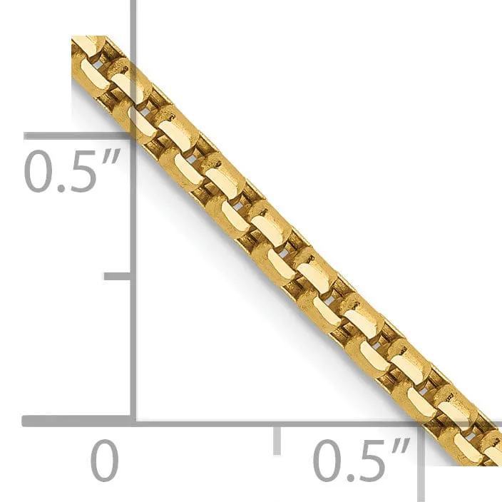 14k Yellow Gold 2.4 mm D.C Round Box Chai