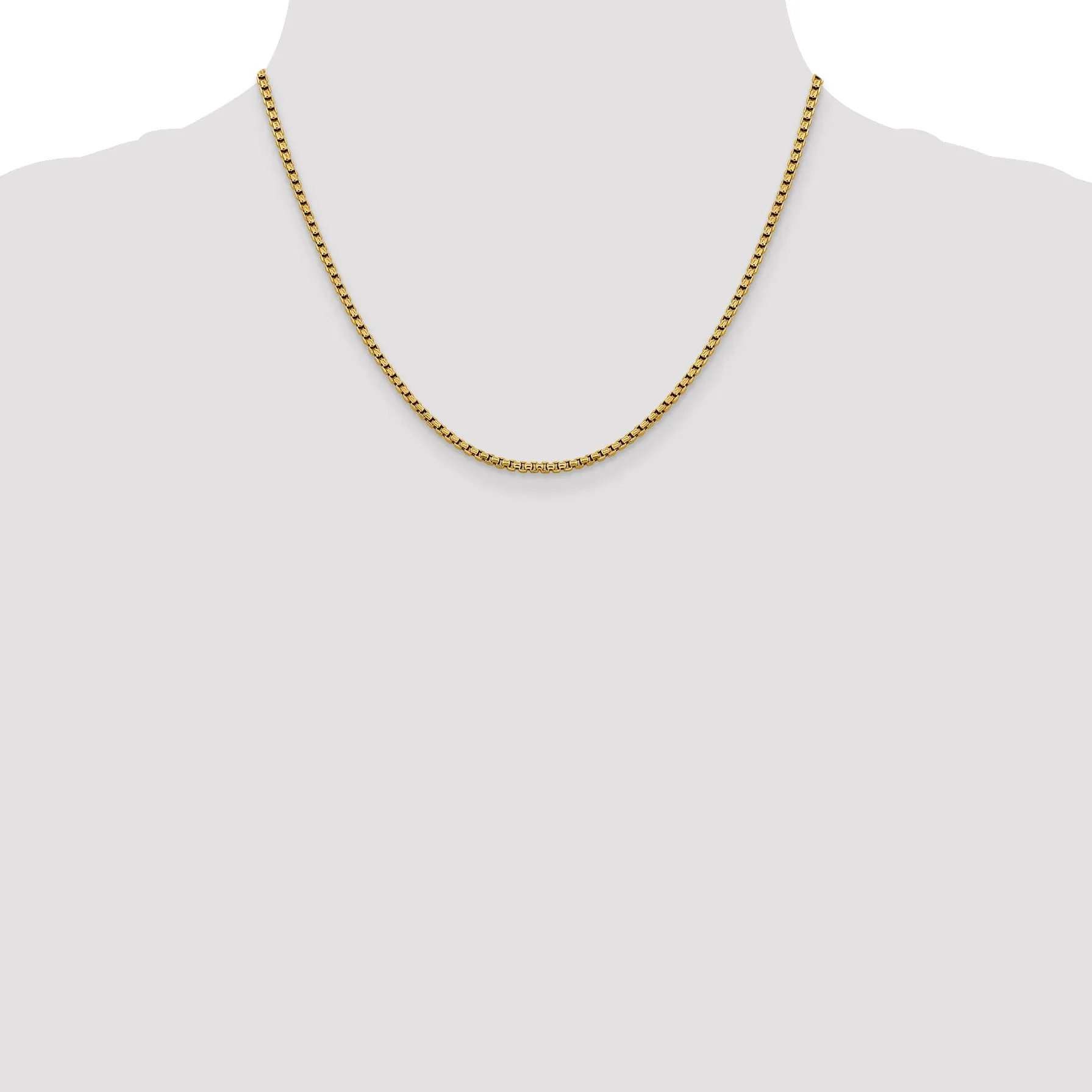 14k Yellow Gold 2.4 mm D.C Round Box Chain