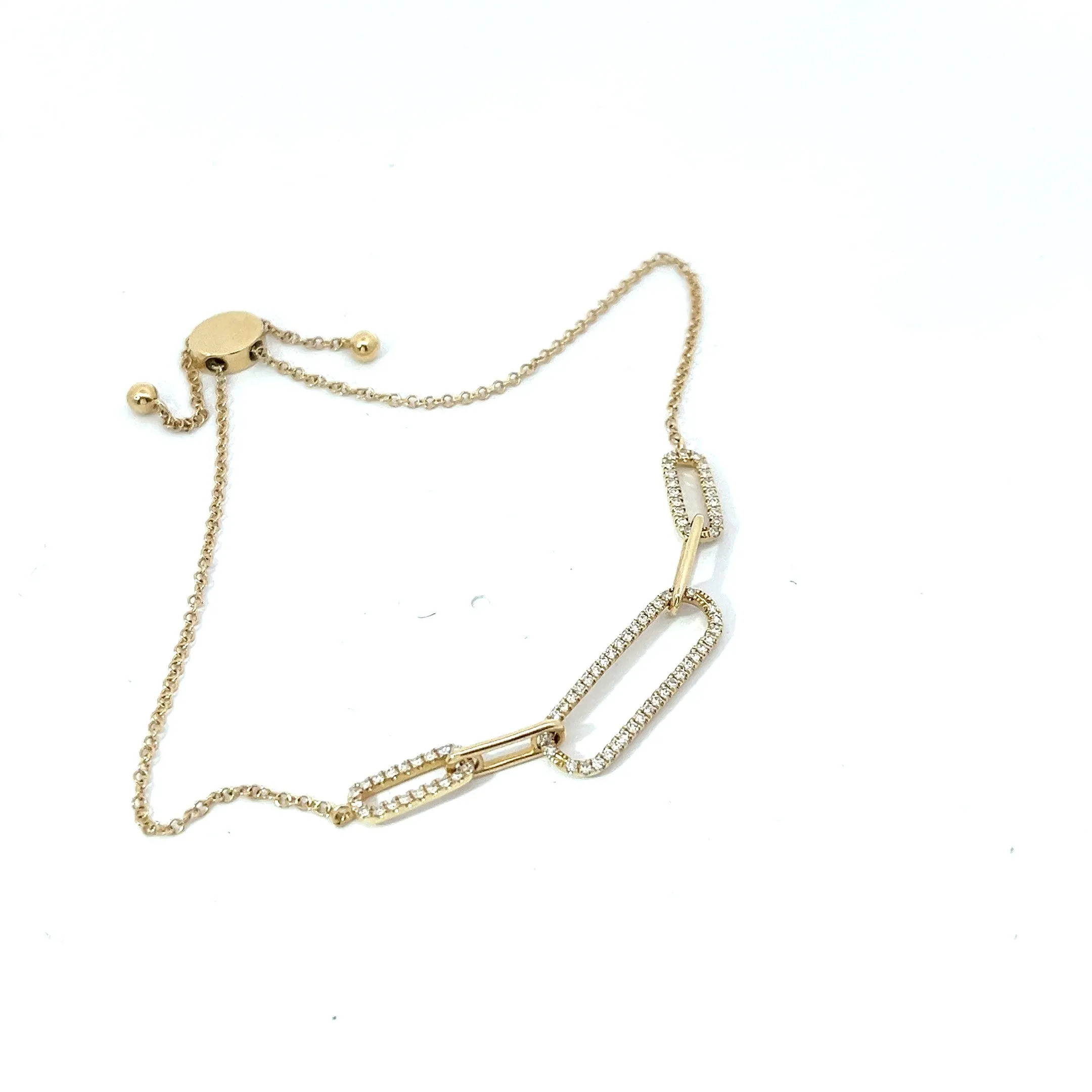 14k Yellow Gold .50ct G VS2 Round Diamond Link Bolo Bracelet