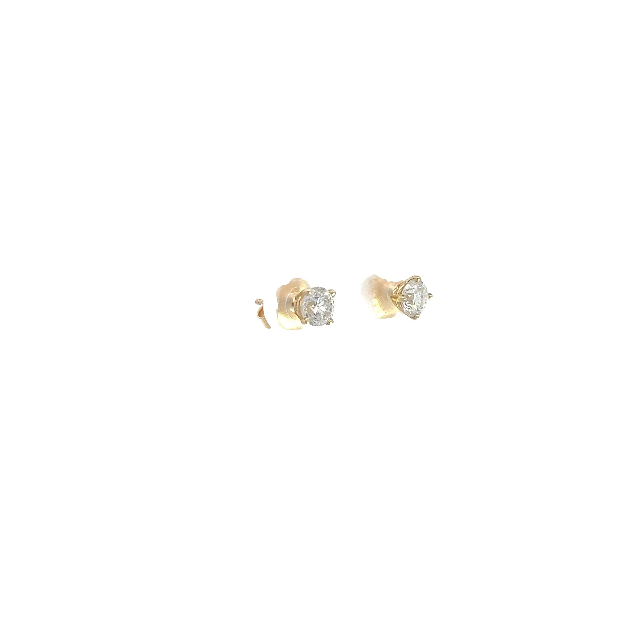 14K Yellow Gold  .89CT H SI1 ROUND DIAMOND STUD EARRINGS