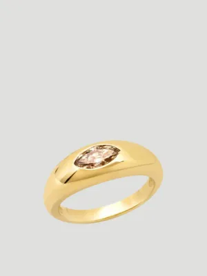 14K Yellow Gold Champagne Marquis Gypsy Ring