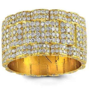 14K Yellow Solid Gold Mens Diamond Eternity Ring 6.00 Ctw