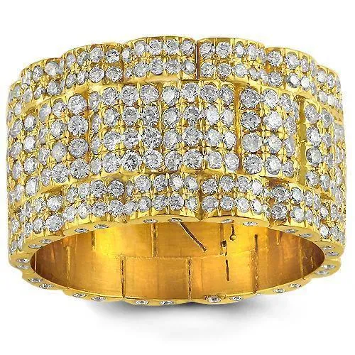 14K Yellow Solid Gold Mens Diamond Eternity Ring 6.00 Ctw
