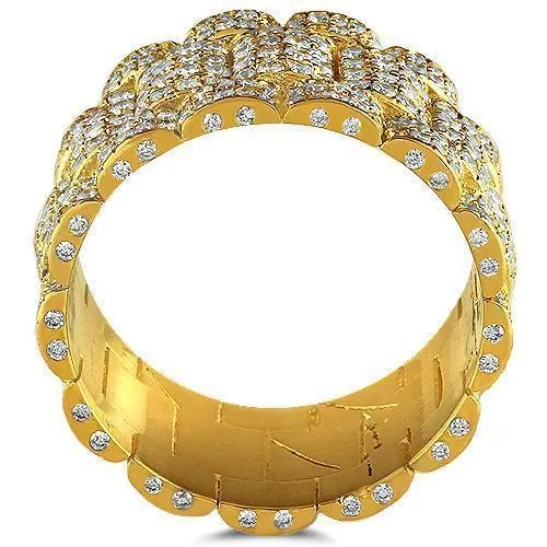 14K Yellow Solid Gold Mens Diamond Eternity Ring 6.00 Ctw