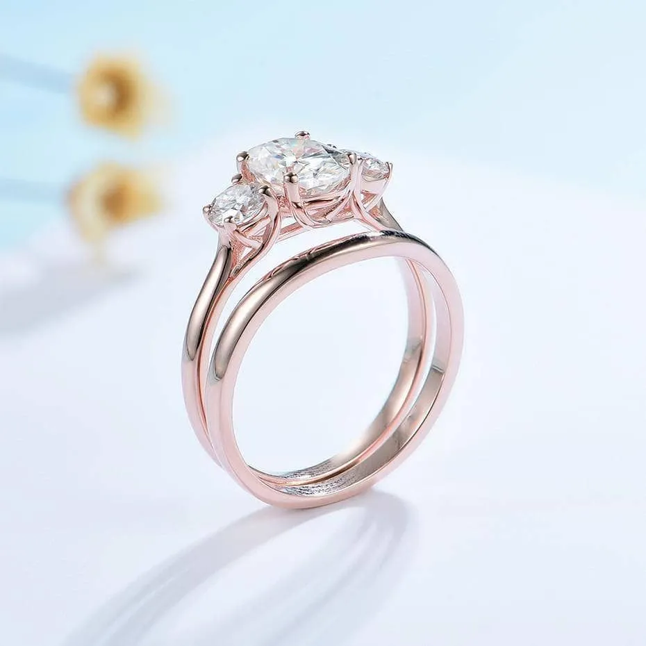 1.50 ct Diamond 14K Rose Gold Ring Set