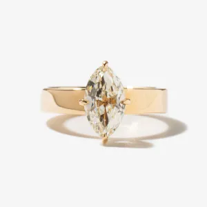 1.52 ct Vintage Moval Diamond Temple Ring