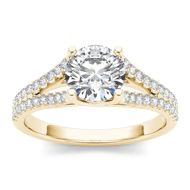 1.57ct Brilliant Diamond Split Shank Gold Engagement Ring  - 01US02