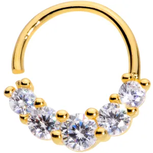 16 Gauge 3/8 Clear CZ Gem Cluster Gold Tone Closure Ring