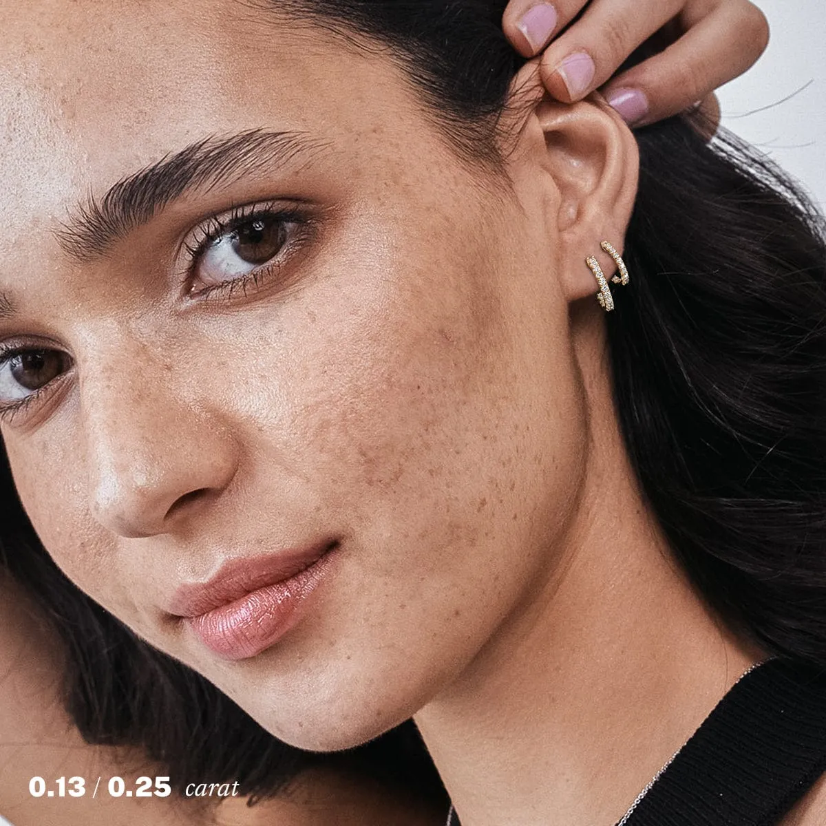 1/8 carat Single Diamond Hoop Earring