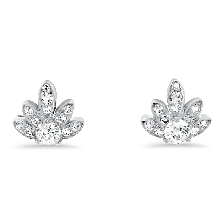 1870 Collection Platinum and Diamond Palm Array Earrings - 0.56ctw