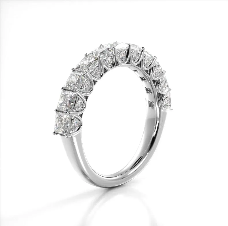 1.88 ct. Princess And Round Diamond Wedding Band