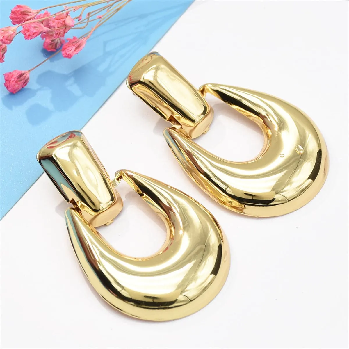 18K Gold-Plated Door Catch Drop Earrings
