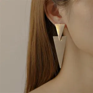 18K Gold-Plated Double Triangle Drop Earrings