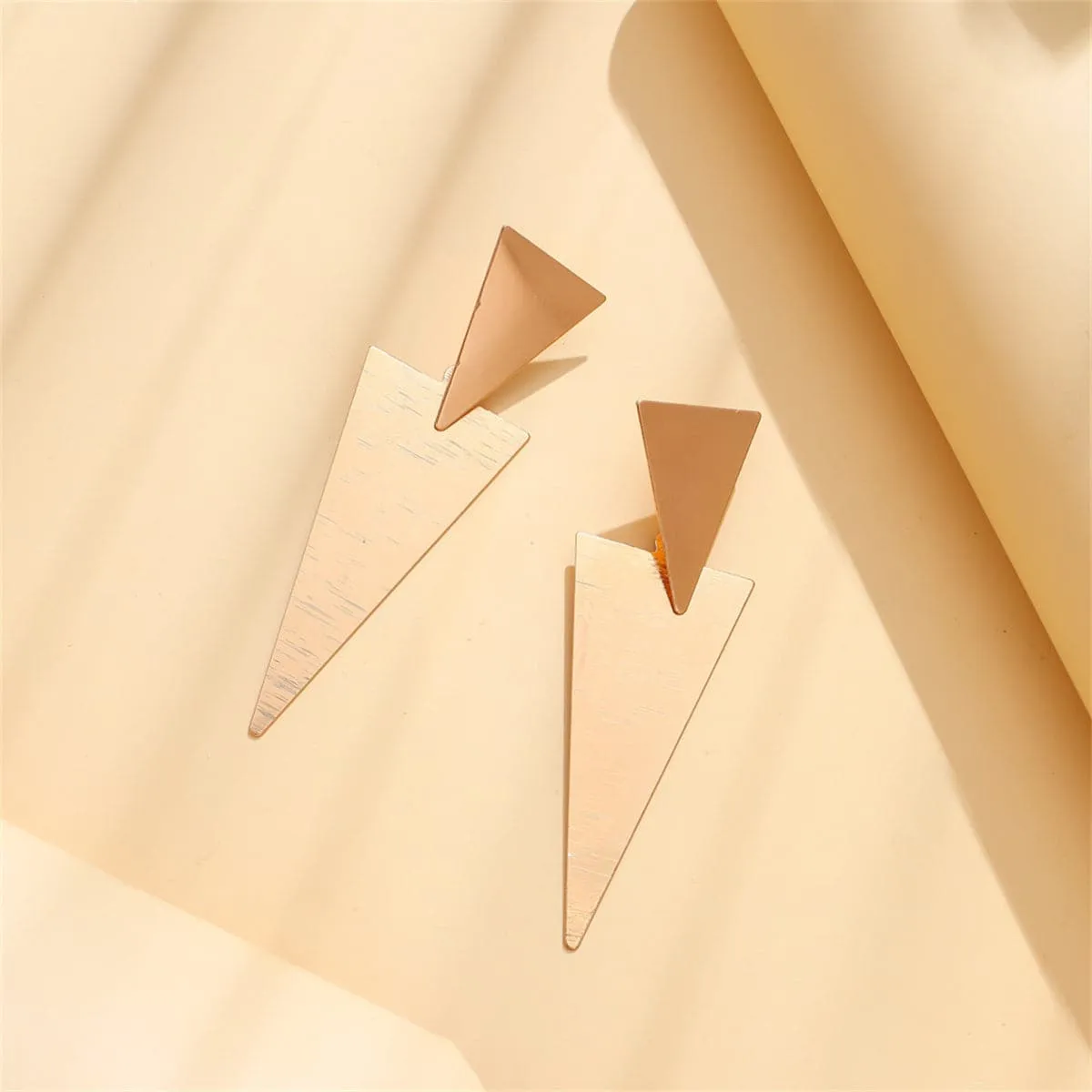 18K Gold-Plated Double Triangle Drop Earrings