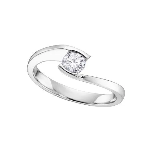 18K Palladium White Gold Maple Leaf (0.50ct) Canadian Diamond Timeless Classic Solitaire Ring