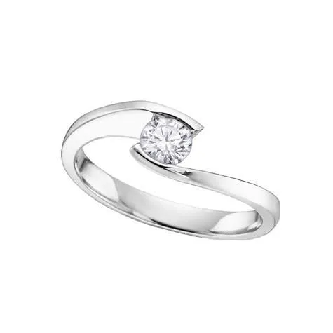 18K Palladium White Gold Maple Leaf (0.50ct) Canadian Diamond Timeless Classic Solitaire Ring