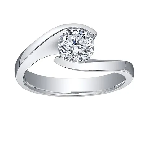 18K Palladium White Gold Maple Leaf (0.70ct) Canadian Diamond Timeless Classic Solitaire Engagement Ring