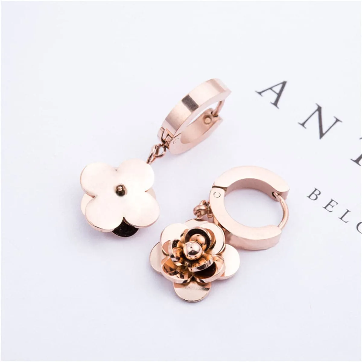 18K Rose Gold-Plated Camellia Drop Earring