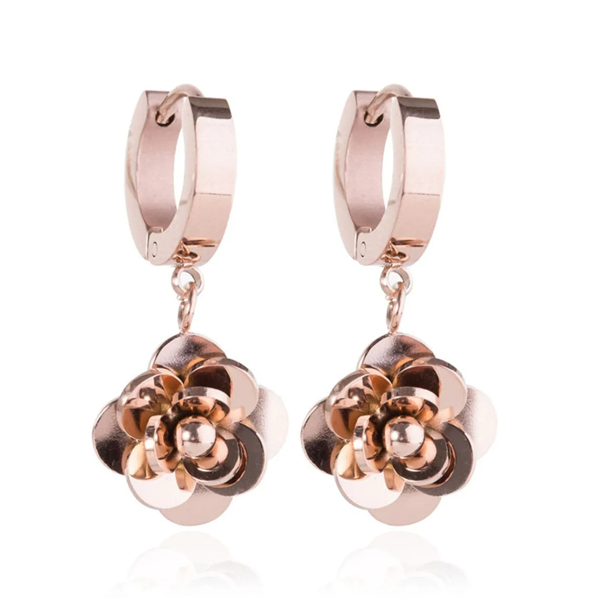 18K Rose Gold-Plated Camellia Drop Earring