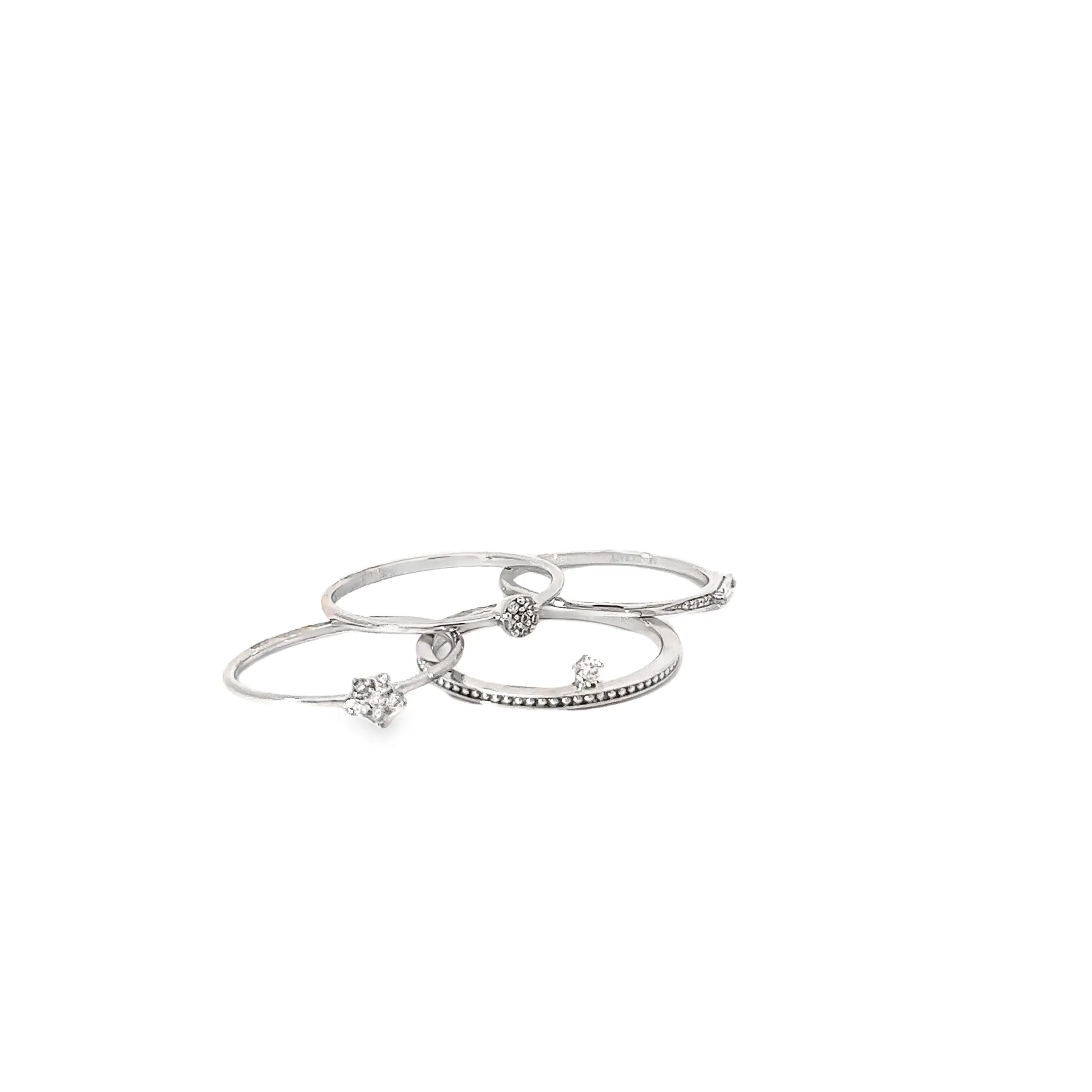 18k white gold .10ct G VS2 Round diamond stackable ring