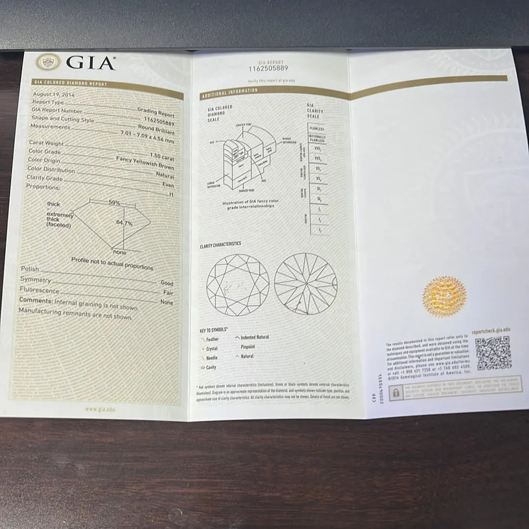 18k White Gold 2.82ct Fancy Yellowish Brown Diamond and .32ct G VS2 Round Halo Studs Earring Certified by GIA #2165509017 and 1162505889