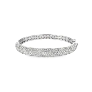 18K WHITE GOLD 5.10CT F VS2 24.3GRAM 8.3 WIDE PAVE DIAMOND BANGLE BRACELET